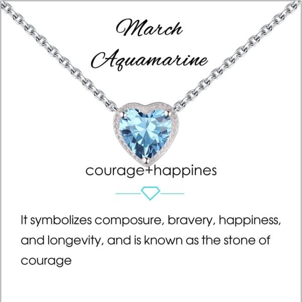 Qings Birthstone Heart Women Necklaces, 925 Sterling Silver Birthstone Pendant Necklace, Adjustable Chain Gift Box, 12 Months Jewellery Valentines Gift for Her Wife Mom Birthday Wedding