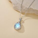 Teardrop Moonstone Necklace for Women 925 Sterling Silver Created Water-Shaped Moonstone Cage Filigree Necklaces Anniversary Birthday Jewelry Gift for Women - Image 4