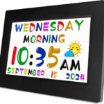 MASSII 2025 Digital Teaching Clock Talking Time, 24 Alarms Custom Reminders, Checklist to-Do List, Auto DST & Calendar Display, Sleep Trainer, Easy to Use for Kids Birthday Gift- Black with Remote