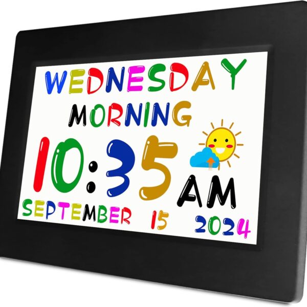 MASSII 2025 Digital Teaching Clock Talking Time, 24 Alarms Custom Reminders, Checklist to-Do List, Auto DST & Calendar Display, Sleep Trainer, Easy to Use for Kids Birthday Gift- Black with Remote