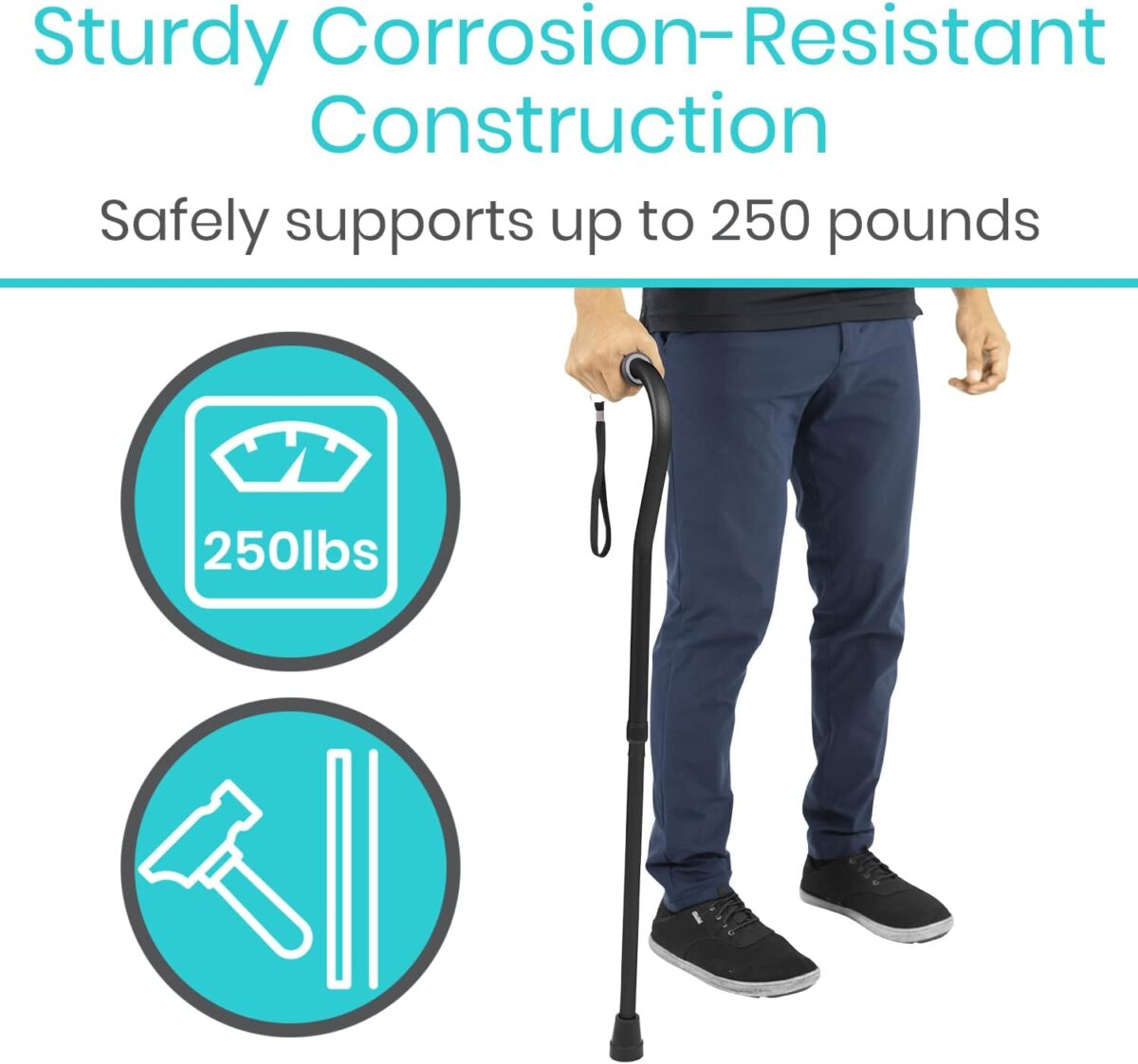 Vive Walking Cane for Women, Men, Elderly - Patented Offset Grip - Lightweight Adjustable Walking Aid with a Non-Slip Tip - Sturdy Balancing Mobility Aid for Seniors - Image 6