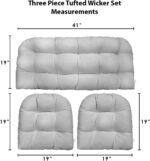 RSH DECOR: 3-Piece Wicker Tufted Cushion Set | 41” x 19" & 19" x 19" | All-Weather Spun Fabric | Water Resistant | Outdoor Loveseat & U-Shape Cushions for Patio Furniture | Gregoire Fresco - Image 3