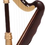 Wooden Mini Harp Model Ornament, 9CM Hand-Made Wooden Harp for Home Office Musical Instrument Decoration with Case