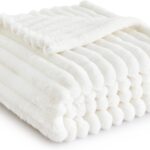 Bedsure White Throw Blanket for Couch - GentleSoft Cozy Soft Blankets for Women, Cute Small Fleece Throws for Girls, Birthday Gifts for Women, Mothers Day Decor Gifts for Mom, Off White, 50x60 Inches