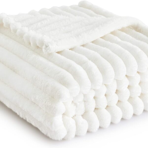 Bedsure White Throw Blanket for Couch - GentleSoft Cozy Soft Blankets for Women, Cute Small Fleece Throws for Girls, Birthday Gifts for Women, Mothers Day Decor Gifts for Mom, Off White, 50x60 Inches