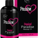 Passion Sensual Massage Oil for Date Night | 100% Natural Body Oil for Couples with Jojoba & Almond | Aromatherapy & Relaxing Massage Therapy | Perfect Glide & Smooth Skin | Tropical Paradise Scent