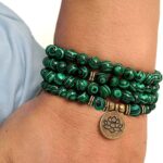 Mala Bead Strand Bracelet, 108 Buddhist Prayer Beads Yoga Meditation Green Malachite Beads Necklace Women man - Image 5