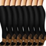 Graduated Copper Compression Socks for Men & Women Circulation 8 Pairs 15-20mmHg - Best for Running Athletic Cycling