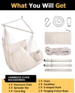 ADVOKAIR Hammock Chair Hanging Chair Rope Swing XXL - Max 500lbs, 70in Large Hammock Swing Chair -Portable Steel Spreader Bar with Anti-Slip Rings-Roomy & Strong - Image 6