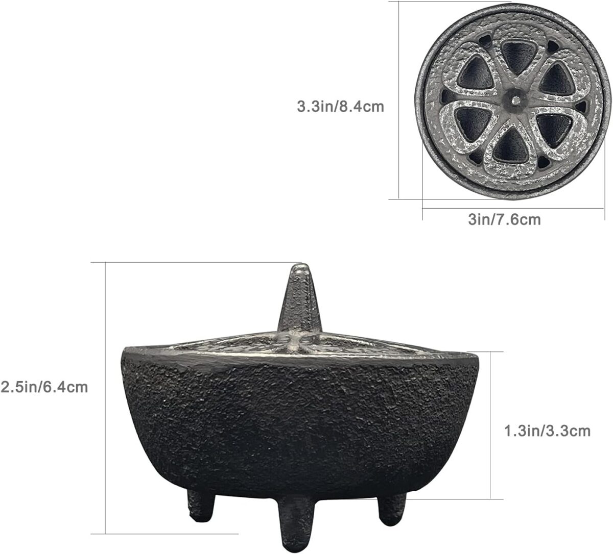 Incense Burner, Incense Burner Holder, Cast Iron Incense Burner with Incense Stick Holder and Fireproof Cotton. Ideal for Incense Sticks, Resin Incense, Cone Incense and Ritual Purpose, Decor, Etc.… - Image 2