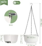 T4U Hanging Planter Self Watering 8 Inch, 2 Pack White Indoor Outdoor Hanging Plant pots, Hanging Flower Pot with Drainage Hole & Plug & Chain with 3 Hooks for Garden Home Decor - Image 4