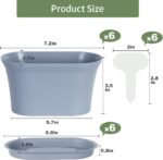 Windowsill Herb Garden Planter with Tray, Set of 6 Grey Oval Farmhouse Garden Pots for Indoor/Outdoor Plants (No Seeds) - Image 3
