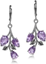 Silvershake Pear Shape Gemstones 925 Sterling Silver Leaf Leverback Drop Dangle Earrings Jewelry for Women Anniversary Birthday Gift