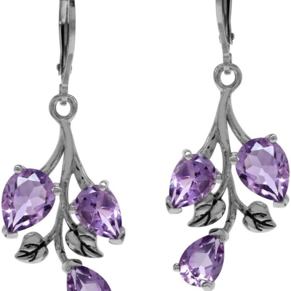 Silvershake Pear Shape Gemstones 925 Sterling Silver Leaf Leverback Drop Dangle Earrings Jewelry for Women Anniversary Birthday Gift