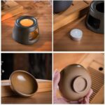 Hand Made Large Capacity Essential Oil Burner Wax Melt Burners, Aromatherapy Aroma Burner Ceramic Oil Diffuser Candle Tealight Holder Home Bedroom Decor Brown - Image 5