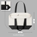 TOPDesign 1 | 3 | 6 | 30 Pack Canvas Tote Bag with an External Pocket, Reusable Grocery Shopping Bag, Top Zipper Closure, Daily Essentials (Black/Natural Pack of 1) - Image 5