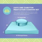 Bean Products Meditation Cushion Set - Zafu and Zabuton Meditation Pillows for Sitting on Floor, Yoga Cushion, Cotton Yoga Pillow, Zen Kneeling Prayer Pad- Made in USA - Round, Black - Image 2