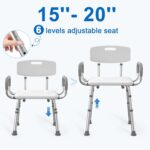 Shower Chair for Inside Shower with Arms and Back, FSA/HSA Eligible 500 lbs Heavy Duty Shower Seat for Bathtub, Height Adjustable Safety Bath Seat for Elderly, Adults, Handicap and Disabled - Image 4
