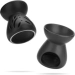 ComSaf Essential Oil Burner Wax Melt Burners Set of 2, Aromatherapy Aroma Burner Ceramic Oil Diffuser Candle Tealight Holder Home Bedroom Decor Christmas Housewarming Gift, Black - Image 9