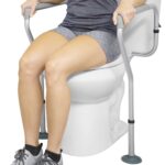 Vive Toilet Rail - Bathroom Safety Frame - Medical Railing Helper for Elderly, Handicap, Disabled, Seniors - Bariatric Assist Handrail Grab Bar - Adjustable Height, Padded Arms Fit Most Toilets