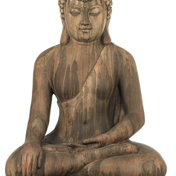 John Timberland Sitting Buddha Statue Sculpture Zen Asian Japanese Garden Decor Outdoor Front Porch Patio Yard Outside Home Balcony House Exterior Weathered Light Sandstone Finish 29 1/2" Tall