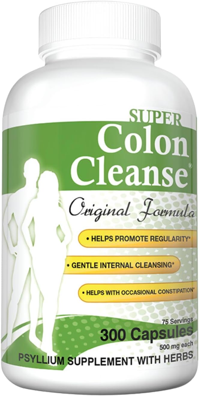 61BhICDe3EL._AC_SL1500_.jpg Health Plus Super Colon Cleanse Original Formula (1990-2025), 300 Capsules, 6 Cleanses - Digestive Support, Constipation Relief with Psyllium Husk and Senna Leaf - Image 1