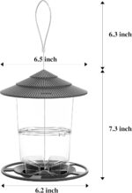 Bird Feeders for Outdoors, eWonLife Bird Feeder Outside Hanging, Squirrel Proof, Easy Clean and Fill, Adjustable Feeder with Sturdy Wire and Roof, Plastic, for Garden, Backyard, Terrace(25 OZ/Pack) - Image 6