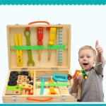 KIDWILL Kids Tool Set with Tool Box & DIY Stickers, Pretend Play STEM Construction Kits for Toddlers 3-5, Montessori Toys for 3 4 5 Year Old, Wooden Play Tools Set, Toddler Boy Toys - Image 2