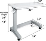 Vaunn FSA/HSA Eligible, Medical Adjustable Overbed Exam Bedside Table with Wheels (Hospital and Home Use), New Tabletop, Light Gray - Image 3