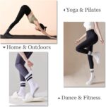 Flydo Pilates Grippy Socks with Grips for Women Yoga Non Slip Long Socks for Pure Barre, Ballet,Dance Workout 2-5 Pack - Image 3