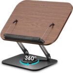 Viozon Book Stand for Reading,Book Holder, Height&Angle Adjustable, 360° Rotating Base, Foldable and Portable, Lightweight for Office, Kitchen, School Textbook, Recipe, Magazine,Kindle,Tablet DW