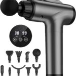 JQX Massage Gun Deep Tissue, Handheld Electric Body Muscle Massage Gun, High Percussion Vibration Back Neck Massager for Athletes with 30 Speed Levels & 9 Heads, Gifts for Men and Women (Grey)