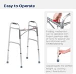 Drive Medical Deluxe 2-Button Folding Walker, Lightweight Walkers for Seniors and Adults, Medical Walker, Bariatric Walker (Up to 350 Pounds), Standard, Silver - Image 3