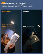Glocusent Willow Book Light for Reading in Bed, 10LED Bright Reading Light, 3 Colors & 3 Brightness, Rechargeable Book Light Lasts for 80hr, Lightweight Clip on Book Light, Perfect for Book Lovers - Image 6