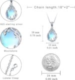Teardrop Moonstone Necklace for Women 925 Sterling Silver Created Water-Shaped Moonstone Cage Filigree Necklaces Anniversary Birthday Jewelry Gift for Women - Image 5