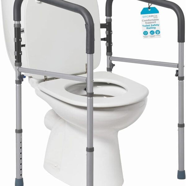 BIRDROCK HOME Toilet Seat Safety Railing Frames for Seniors | Handrail Support for Bathroom | Easy Install - Elderly, Handicap, Medical Disabled | Raised, Elevated, Assistance, Commode, (Safety Frame)