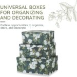 Soul & Lane Decorative Storage Cardboard Boxes with Lids | Midnight Gardenia - Set of 3 | Black Dramatic Paperboard Nesting Boxes - Image 2