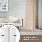 FDW Bamboo Room Divider Folding Privacy Wooden Screen 4 Panel 72 Inches High 17.7 Inches Wide Room Divider for Living Room Bedroom Study,Natural - Image 5