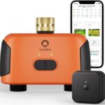 Lumary Smart Sprinkler Timer 2 Zone, WiFi Water Timer for Garden Hose, Brass Inlet Water Hose Timer Outdoor, Manual/Automatic Drip Irrigation Timer, App/Voice Control Work with Alexa, Orange, L-WT2A1