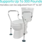 Vive Toilet Rail - Bathroom Safety Frame - Medical Railing Helper for Elderly, Handicap, Disabled, Seniors - Bariatric Assist Handrail Grab Bar - Adjustable Height, Padded Arms Fit Most Toilets - Image 7