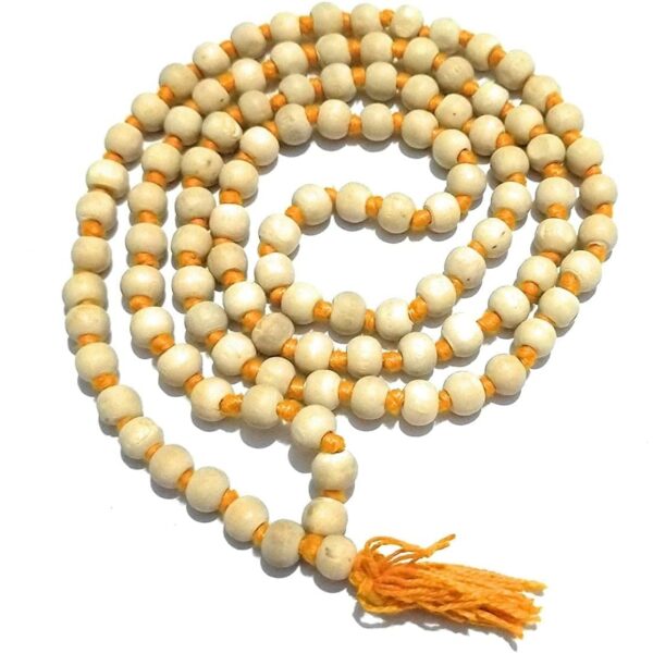 Satvik 108 Beads Chandan Jaap Mala Necklace for Men and Women, Original Chandan beads Mala Rosary Garland Indian Chanting 8 mm Chandan Jap Mala with Cotton Thread Hare Krishna Hare Rama Chanting Mala