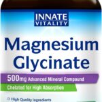 Innate Vitality Magnesium Glycinate 500mg | 70mg Elemental Magnesium Supplement- High Absorption, Non Buffered, Non-GMO & No Gluten - Nerve, Muscle, Bone Health - 120 Vegan Capsules Magnesio