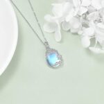 YAFEINI 925 Sterling Silver Moonstone Necklace Filigree Teardrop Pendant Necklace Jewelry for Women Girls - Image 4