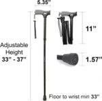 FSA/HSA Eligible, Vaunn Medical Easy Grip Height Adjustable Folding Cane/Walking Stick with Strap/Pouch- Compact, Portable, and Safe Walking Assistant- Non-Slip Grip Handle- Men, Women, Elderly - Image 2