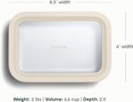 Caraway Glass Food Storage, 6.6 Cup Glass Container,Ceramic Coated Food Container,Easy to Store, Non Toxic, Non Stick Lunch Box Container with Glass Lids. Dishwasher, Oven,Square Shape,Cream - Image 3
