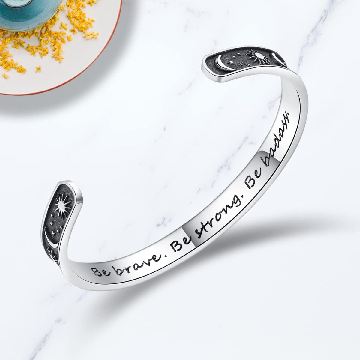 TONY & SANDY Inspirational Bracelets for Women Teen Girls Personalized Gifts for Daughter Granddaughter Mom Sister Friends Stainless Steel Engraved Cuff Birthday Easter Christmas - Image 2
