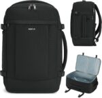 ECOHUB Travel Backpack for Men Women, Carry on Backpack with USB Charging Hole, Spirit Airlines Personal Item Bag Flight Approved, 15.6 Inch Laptop Backpack with Anti Theft Pockets, 30L, Black