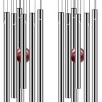 2 Pack Pgzsy Memorial Wind Chimes Outdoor Large Deep Tone, Elegant Sympathy Wind-Chime Personalized with 6 Tuned Tubes for Garden Patio Balcony and Home