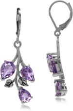 Silvershake Pear Shape Gemstones 925 Sterling Silver Leaf Leverback Drop Dangle Earrings Jewelry for Women Anniversary Birthday Gift - Image 3