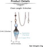 Jovivi Healing Crystal Pendulums for Dowsing Divination 6 Facted Hexagonal Pointed Cone Resin Chip Stones Reiki Wicca Spritual Gemstone Chakra Energy Pendant with Chain - Image 6